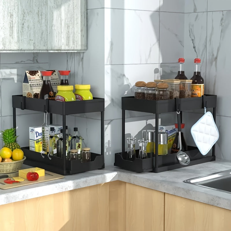 2-Tier Pull-Out Under-Sink Organizer – Space-Saving Kitchen & Bathroom Storage Rack