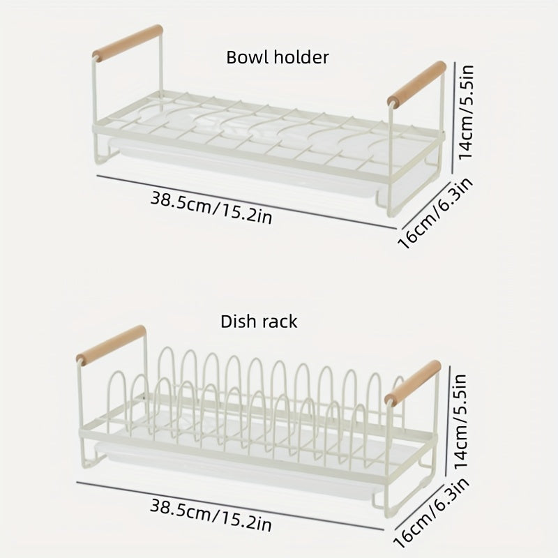 Space-Saving Dish Storage Rack with Chopsticks & Bowl Holder – Compact Kitchen Dish Drain Rack with Drain Board
