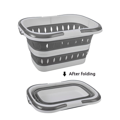 Space-Saving Collapsible Laundry Basket – Foldable Plastic Storage Bin with Handles for Bathroom & Laundry Room