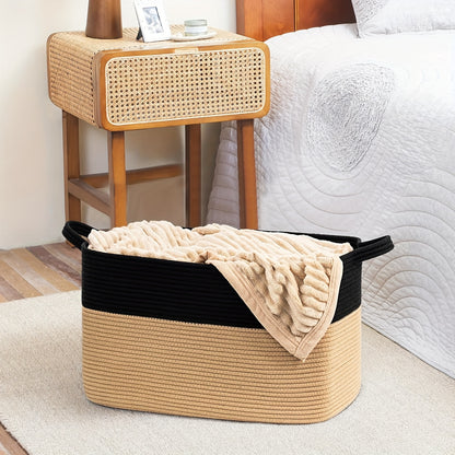 Large Woven Rope Storage Basket – 55L Laundry Hamper, Toy Bin & Home Organizer with Handles