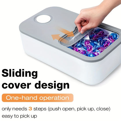 Laundry Pods Container – Large Capacity Holder with Sliding Lid for Laundry Room Organization