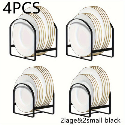 4-Pack Arch-Shaped Dish Racks – Black or White Metal Kitchen Storage Organizer