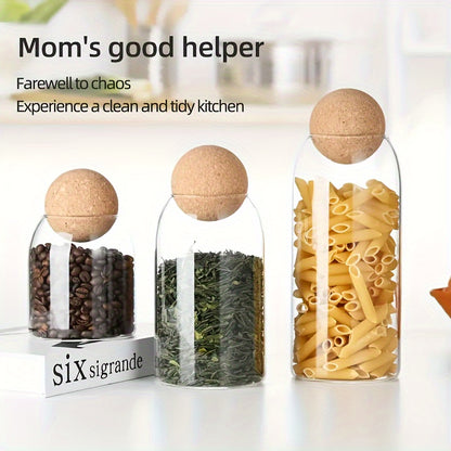 3 Piece Glass Snack Storage Jars with Lids and Spoons – Large Capacity Transparent Containers