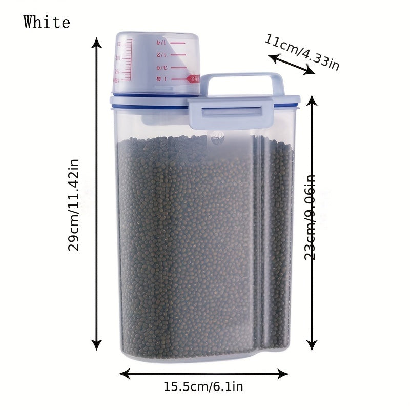 1.5kg/2kg Food Storage Container with Measuring Cup – Moisture-Proof Plastic Jar