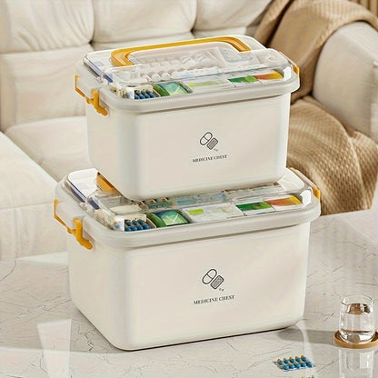 Home Care Medicine Box – Portable Multi-Layer Plastic First Aid and Medicine Organizer