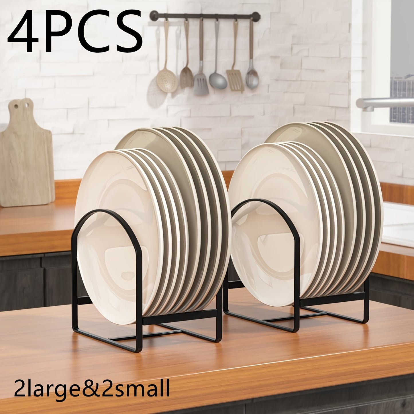 4-Pack Arch-Shaped Dish Racks – Black or White Metal Kitchen Storage Organizer