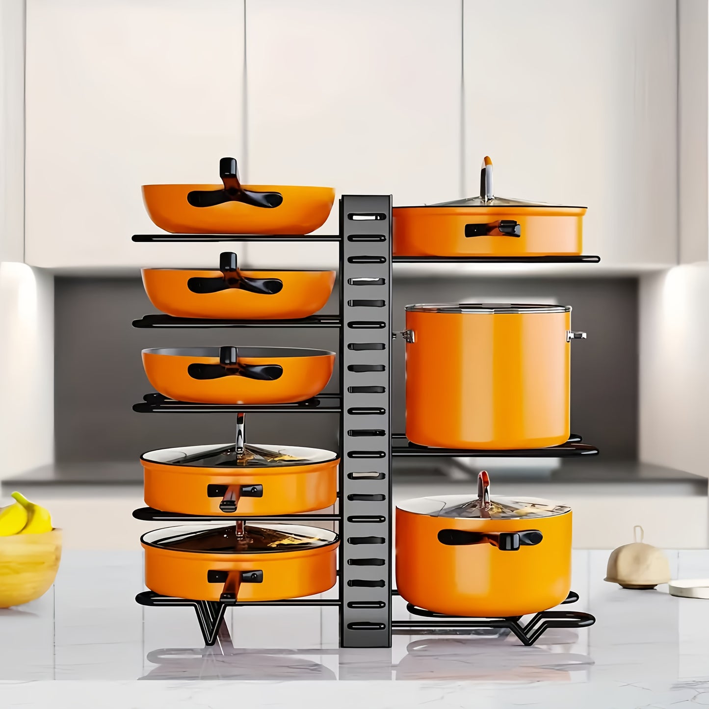 8-Tier Heavy-Duty Iron Pot Rack Organizer – Rust-Resistant Floor Standing Metal Pot & Pan Storage