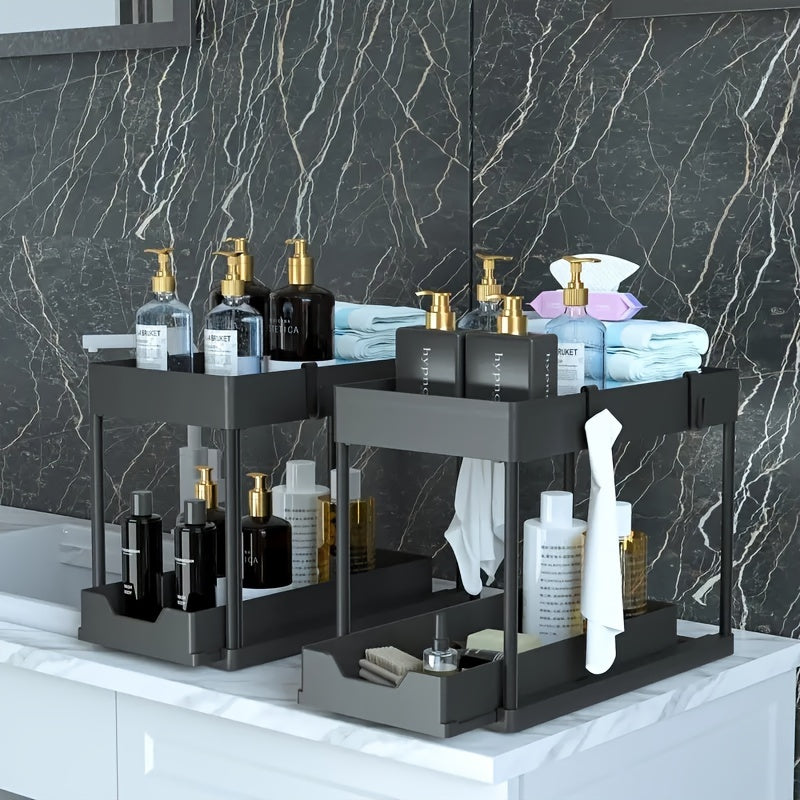 2-Tier Pull-Out Under-Sink Organizer – Space-Saving Kitchen & Bathroom Storage Rack