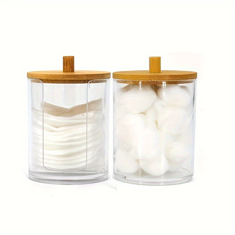 Clear Acrylic Makeup Organizer – 1/2/3pcs Cosmetic Storage Box with Swab Holder & Makeup Pads Jar for Home Organization
