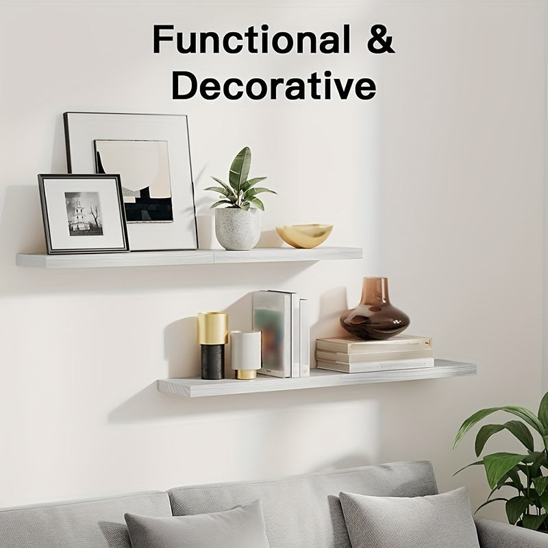 4-Piece Floating Wall Shelf – White, Black, or Wood Storage Rack for Home, Bathroom, Kitchen, Living Room, and Office