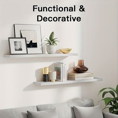 4-Piece Floating Wall Shelf – White, Black, or Wood Storage Rack for Home, Bathroom, Kitchen, Living Room, and Office