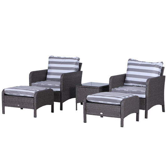 5 Pieces Outdoor Seating Rattan Garden Furniture Set with  Cushions