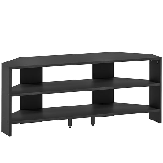 Corner TV Stand with 2 Open Shelves for 47 Inch TV- Black