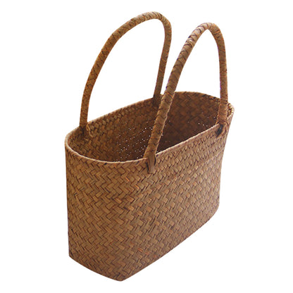 Seaweed Woven Basket Bag – Summer Beach Tote, Handcrafted Flower & Succulent Storage, Women’s Handbag, Boho Summer Bag