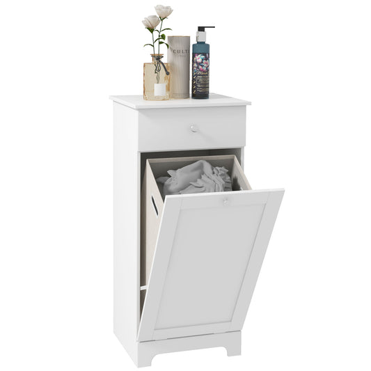 Single Hamper Laundry Storage Cabinet- White