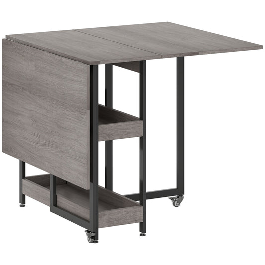 Four-Person Drop Leaf Table- Grey Wood-Effect