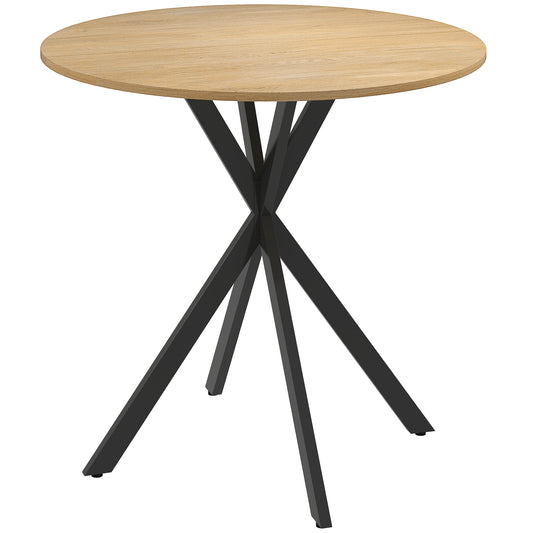 80cm Industrial Round Dining Table- White Oak