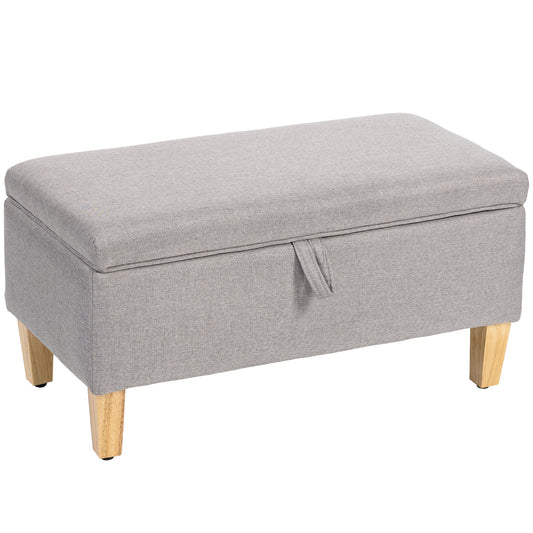 30L Linen Storage Ottoman, Light Grey