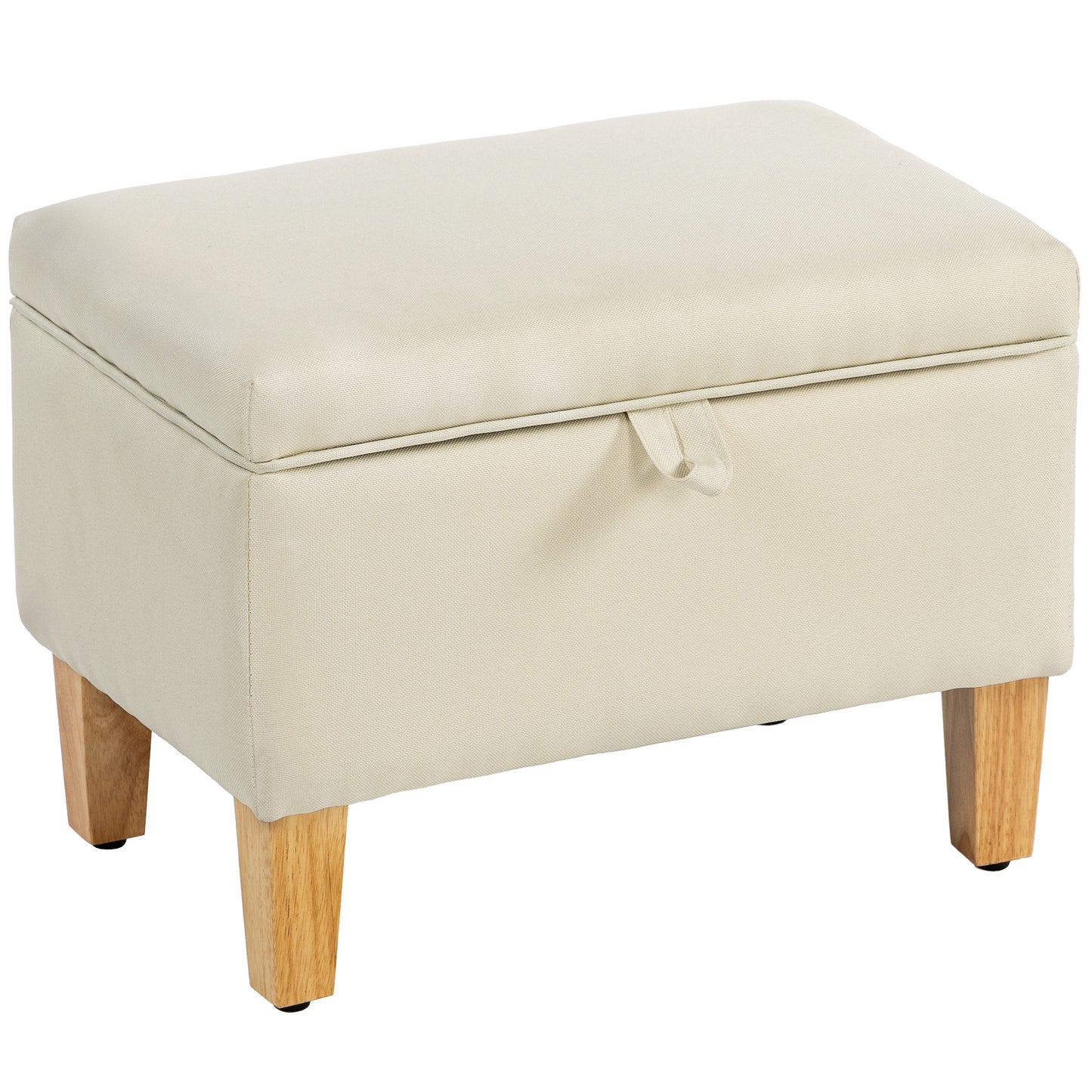 16L Linen Storage Ottoman Beige