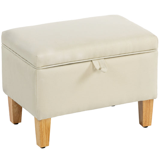 16L Linen Storage Ottoman Beige