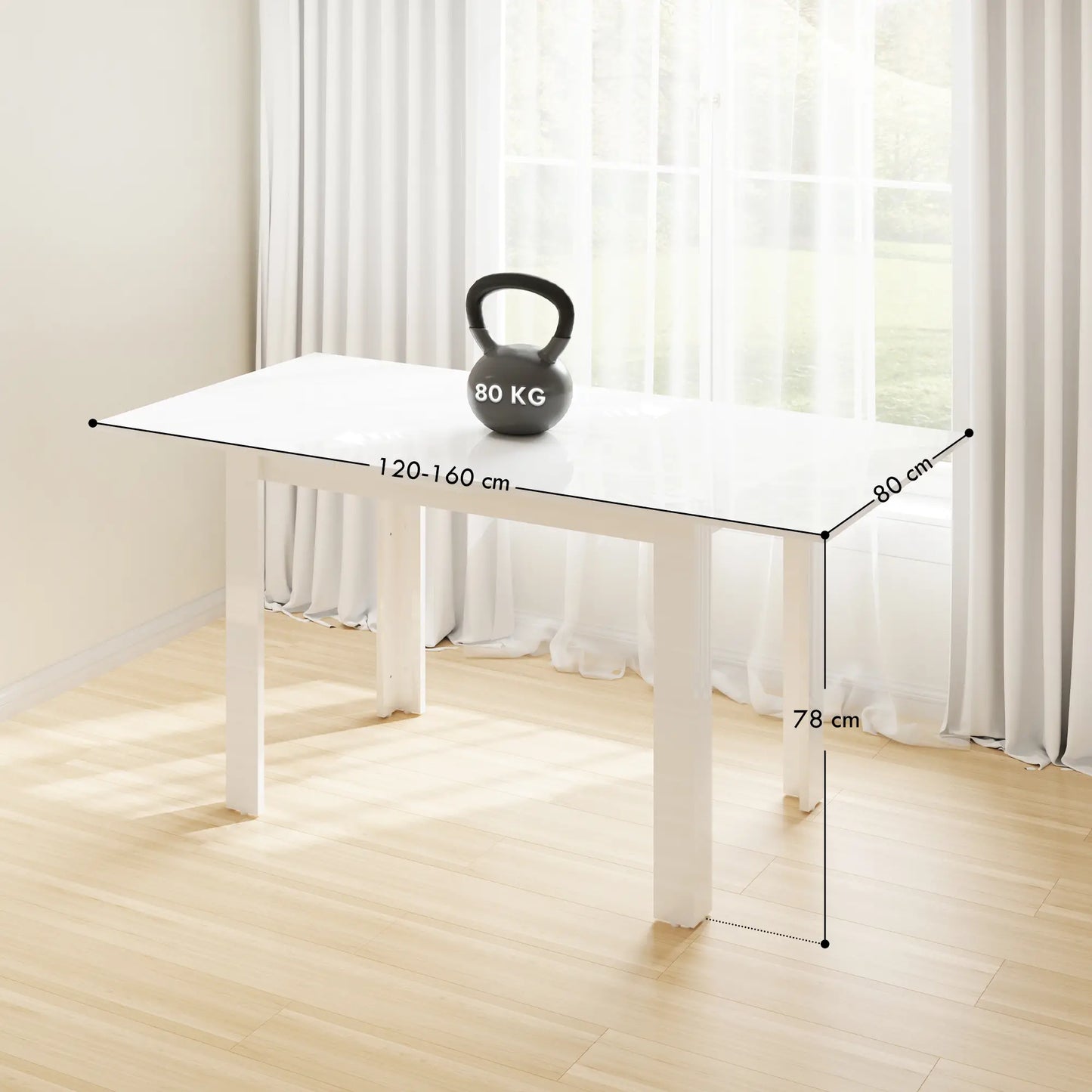 Extending Six-Person High Gloss Dining Table- White
