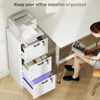 3-Drawer Filing Cabinet with Lock- White