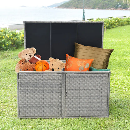 330L Outdoor Rattan Storage Box with Shelves – Weather-Resistant Patio Storage Chest for Cushions, Garden & Poolside
