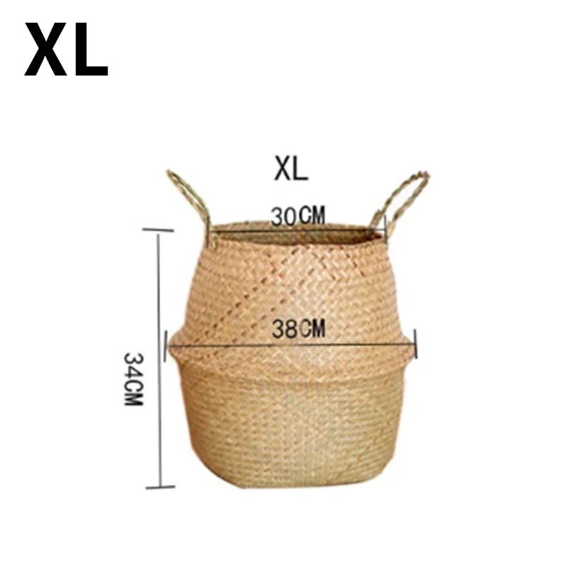 Wicker Storage & Hanging Baskets – Foldable Seagrass Laundry Baskets, Flower Pots & Garden Storage for Home Decor