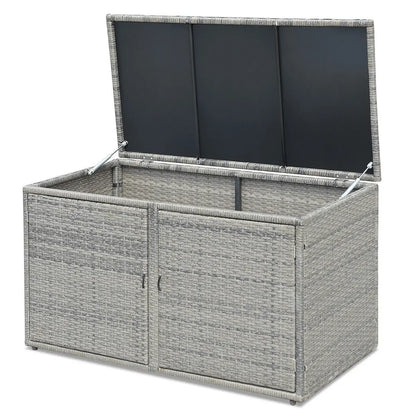 330L Outdoor Rattan Storage Box with Shelves – Weather-Resistant Patio Storage Chest for Cushions, Garden & Poolside