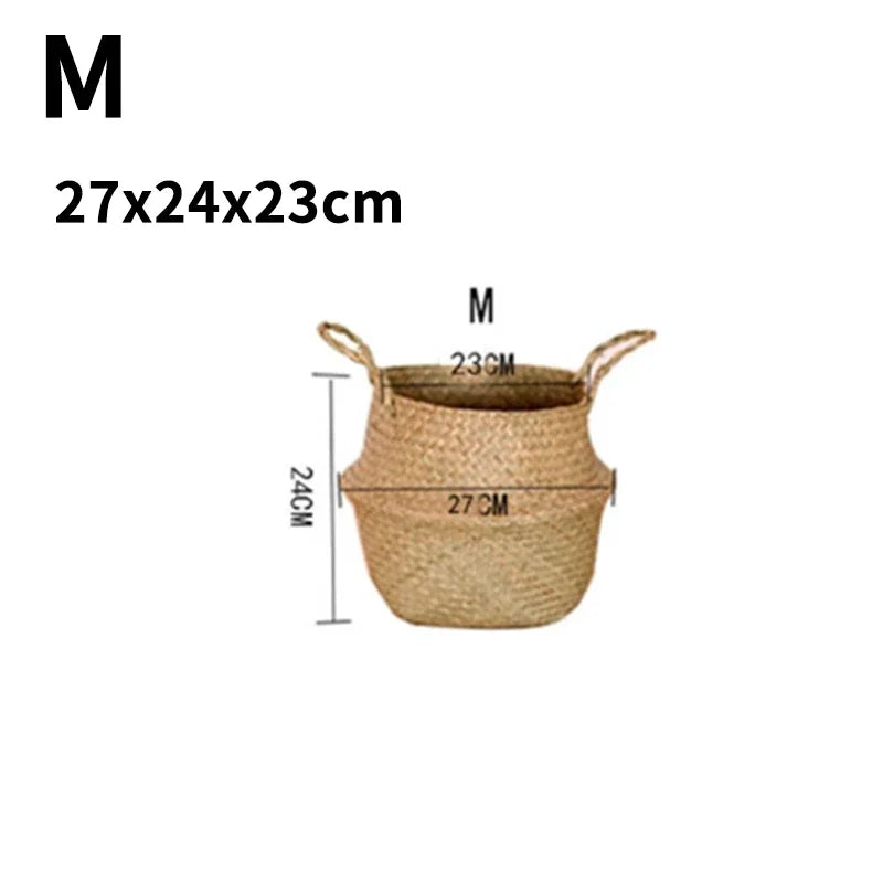 Wicker Storage & Hanging Baskets – Foldable Seagrass Laundry Baskets, Flower Pots & Garden Storage for Home Decor