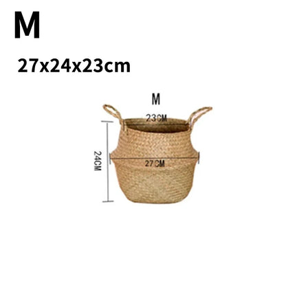 Wicker Storage & Hanging Baskets – Foldable Seagrass Laundry Baskets, Flower Pots & Garden Storage for Home Decor
