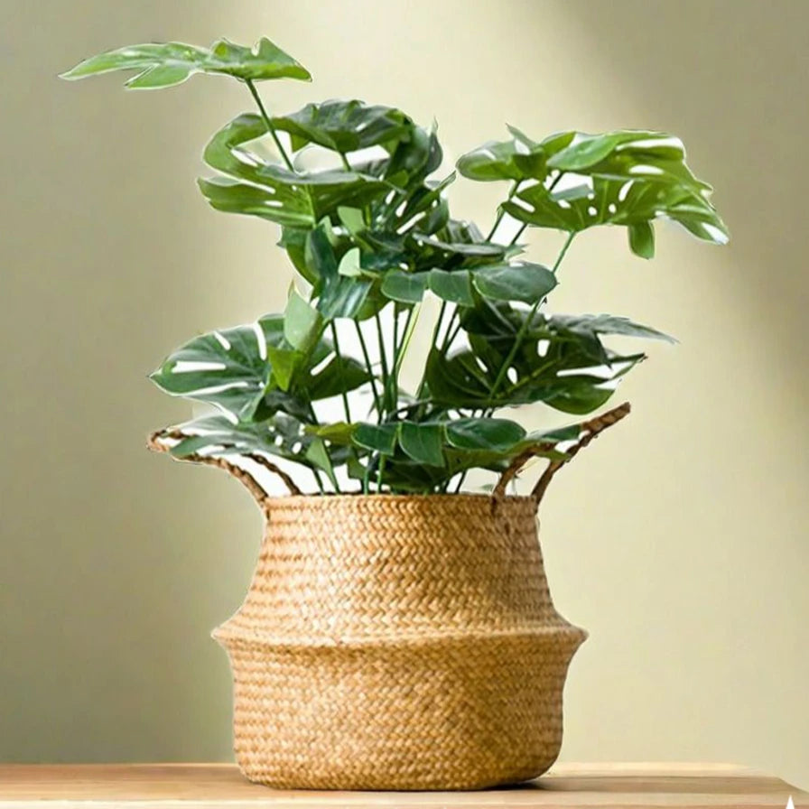 Wicker Storage & Hanging Baskets – Foldable Seagrass Laundry Baskets, Flower Pots & Garden Storage for Home Decor