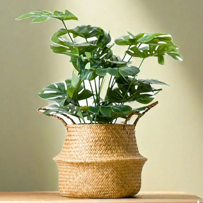 Wicker Storage & Hanging Baskets – Foldable Seagrass Laundry Baskets, Flower Pots & Garden Storage for Home Decor