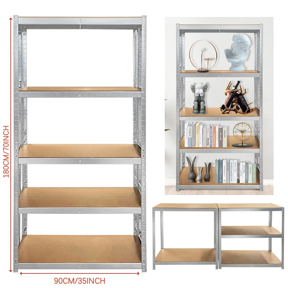 Heavy Duty 5-Tier Adjustable Metal Shelf Rack – 875KG Industrial Storage Unit for Workshop, Garage, Office & Home
