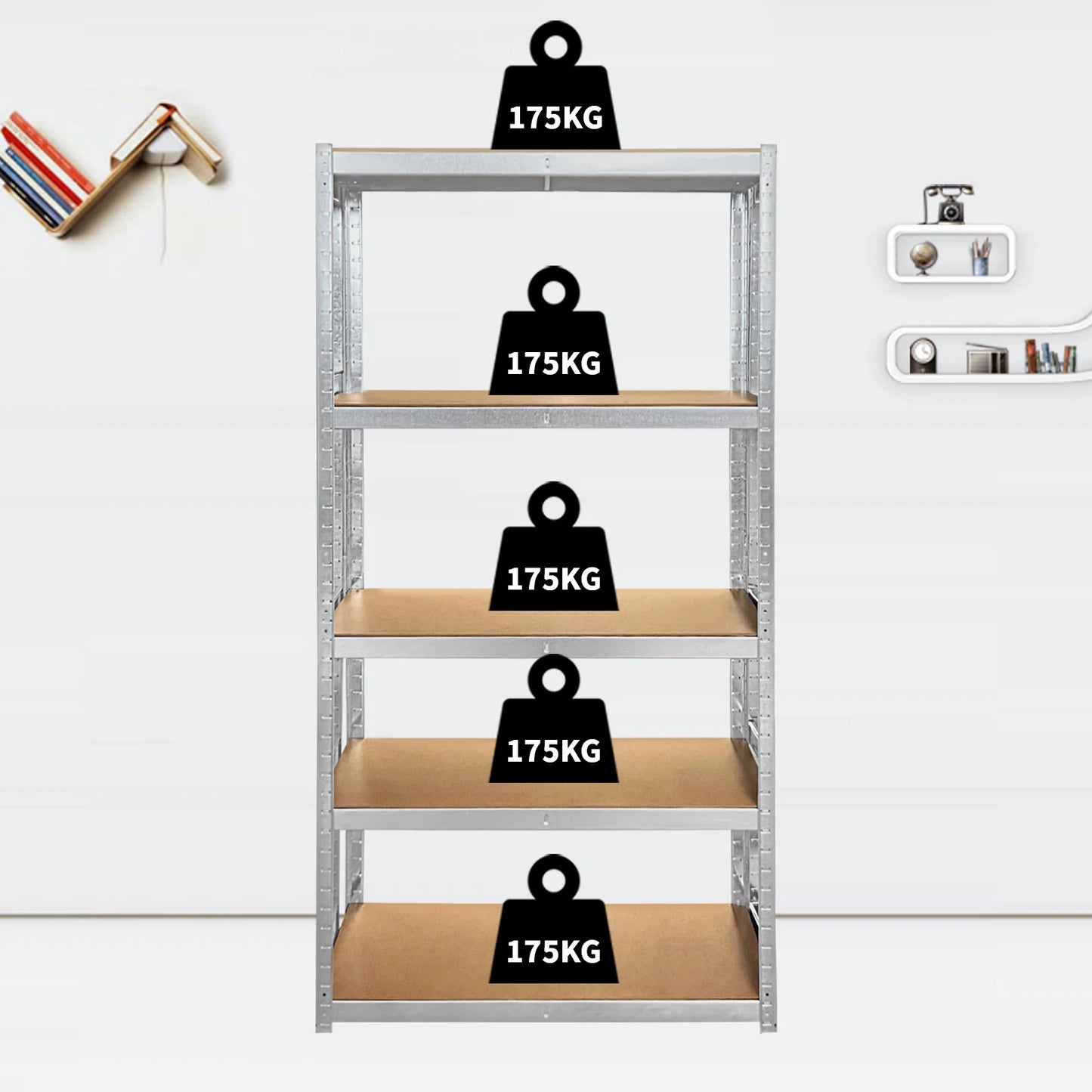 Heavy Duty 5-Tier Adjustable Metal Shelf Rack – 875KG Industrial Storage Unit for Workshop, Garage, Office & Home