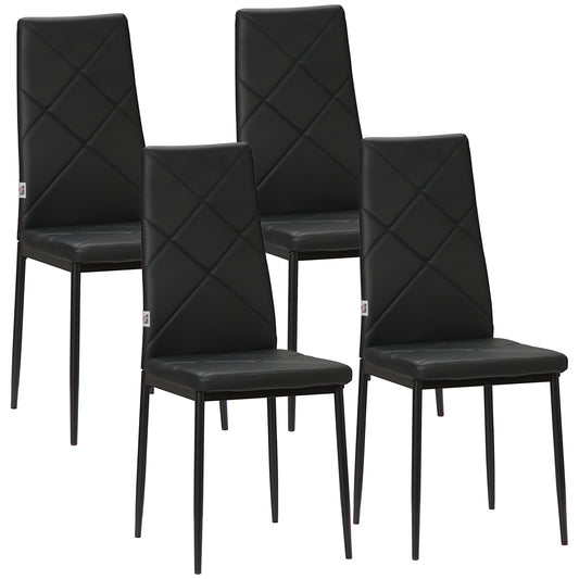 Set of 4 Faux Leather Dining Chairs- Black