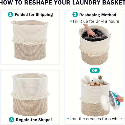 3pcs Jute Laundry Basket Set – Woven Hamper for Dirty Clothes, Towels, and Blankets – Bathroom, Bedroom, and Living Room Storage