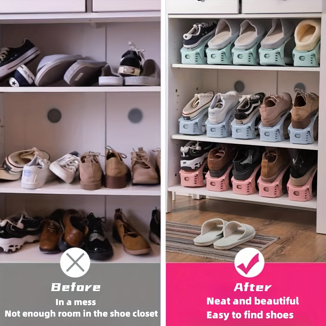 10-Piece Adjustable Shoe Rack – Space-Saving Home and Bedroom Organizer