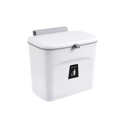 Under Cabinet Door Hanging Trash Can with Lid – No Drill Kitchen Waste Bin, Space-Saving Cabinet Organizer for Food Scraps & Utensils