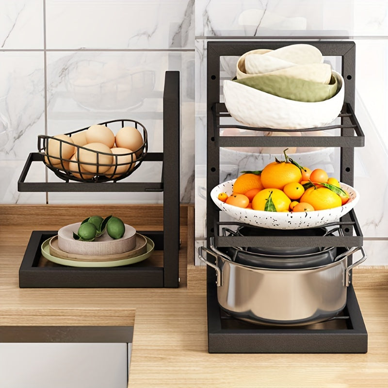 Height Adjustable 3-4 Tier Stainless Steel Pot Rack – Under-Sink and Cabinet Kitchen Storage
