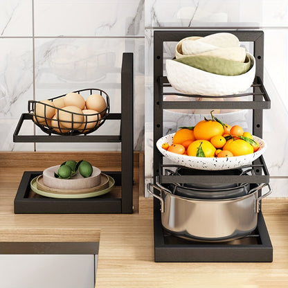 Height Adjustable 3-4 Tier Stainless Steel Pot Rack – Under-Sink and Cabinet Kitchen Storage
