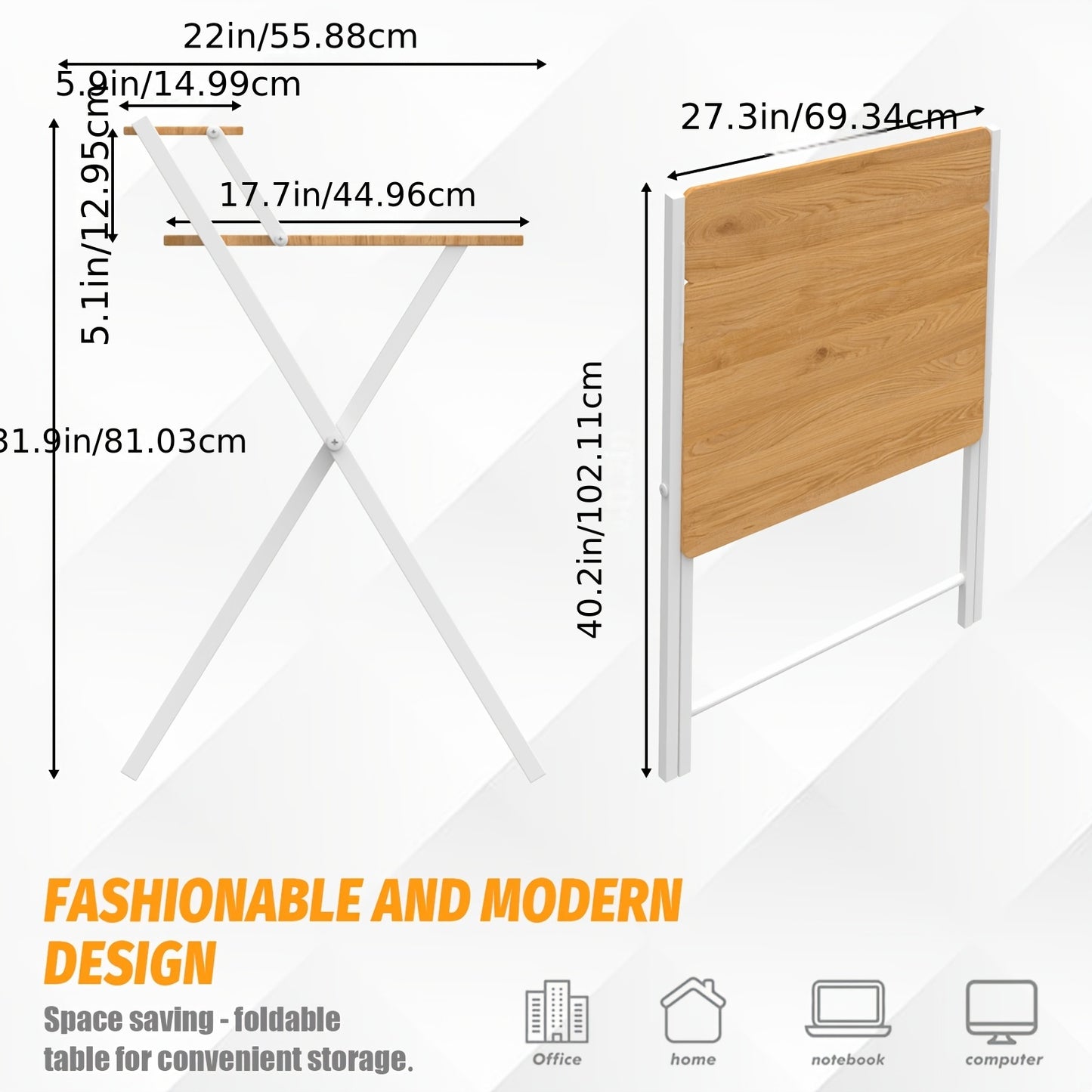 Space-Saving 2-Tier Folding Desk with Shelf – Portable Laptop & Study Table, Modern Wood Finish, No Assembly