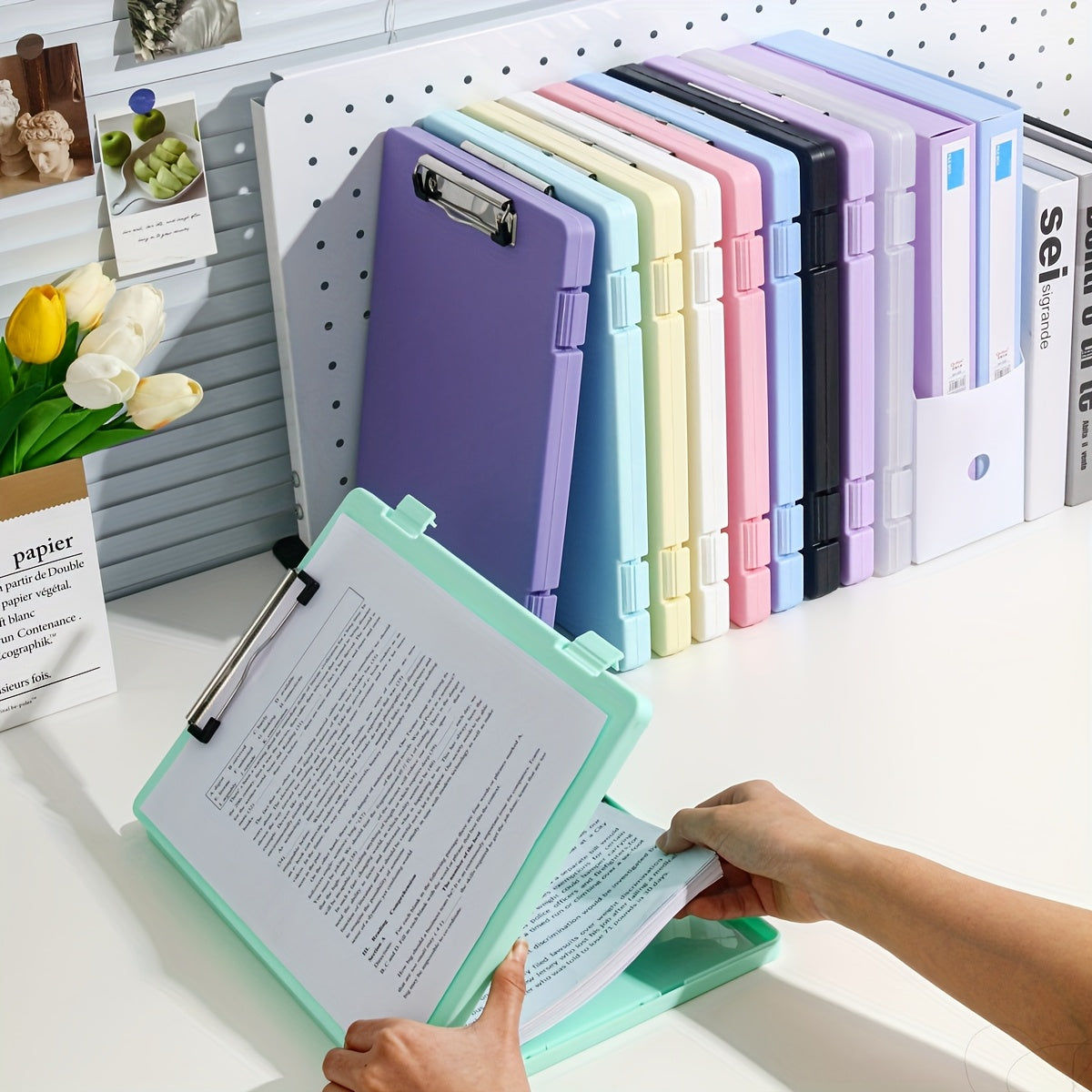 A4 File Folder Storage Box with Plate Clip – Large Capacity Multi-Function Document & Test Paper Organizer