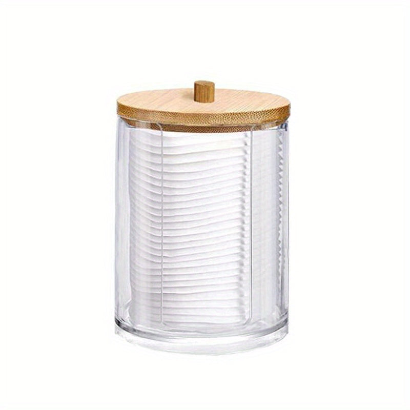 Clear Acrylic Makeup Organizer – 1/2/3pcs Cosmetic Storage Box with Swab Holder & Makeup Pads Jar for Home Organization