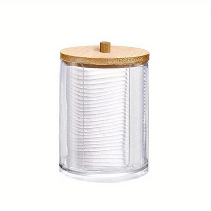 Clear Acrylic Makeup Organizer – 1/2/3pcs Cosmetic Storage Box with Swab Holder & Makeup Pads Jar for Home Organization