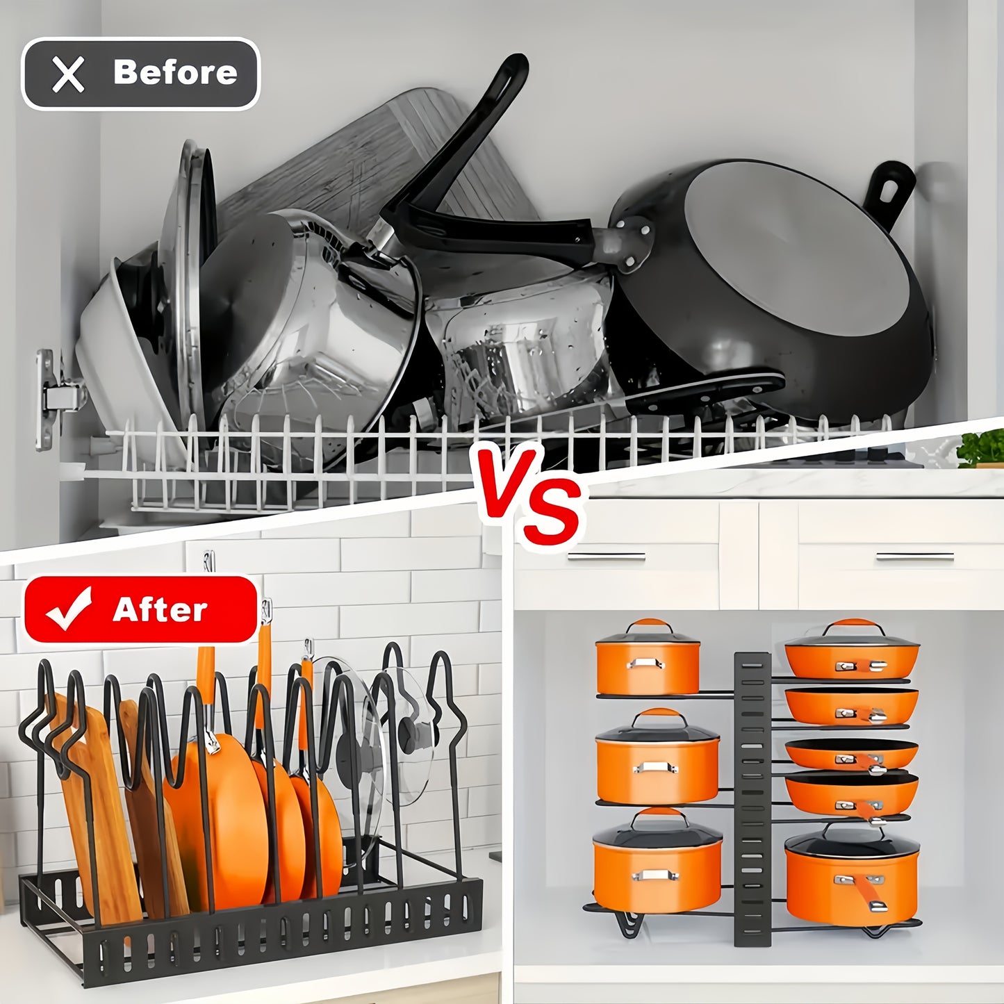 8-Tier Heavy-Duty Iron Pot Rack Organizer – Rust-Resistant Floor Standing Metal Pot & Pan Storage