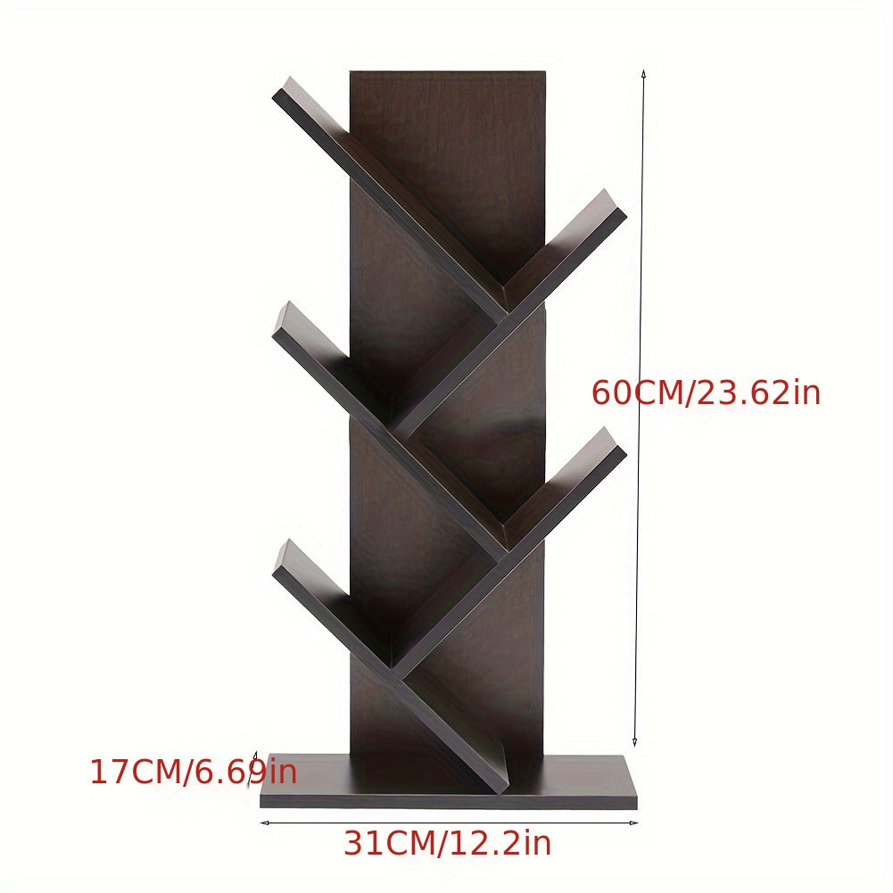 Desktop Wooden Multi-Layer Tree Bookshelf – Vertical Desk Organizer and Space-Saving Display Shelf