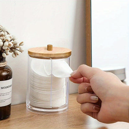 Clear Acrylic Makeup Organizer – 1/2/3pcs Cosmetic Storage Box with Swab Holder & Makeup Pads Jar for Home Organization