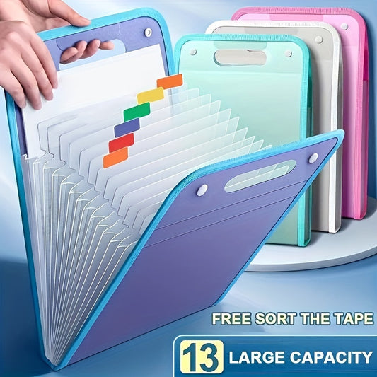 A4 Portable 13-Grid Expanding File Folder – Translucent Document Organizer Bag