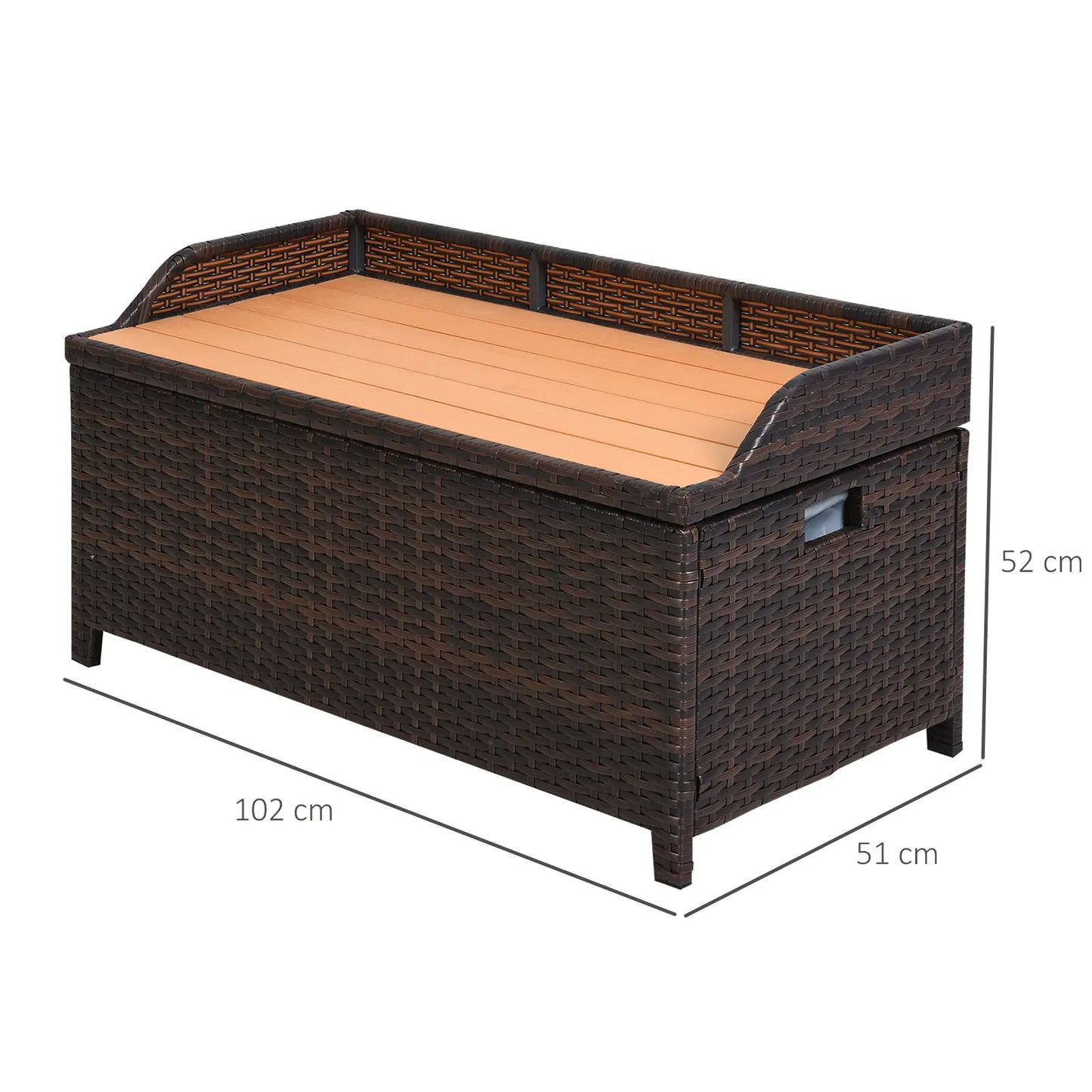 130L Rattan Garden Storage Box, with Seat - Mixed Brown